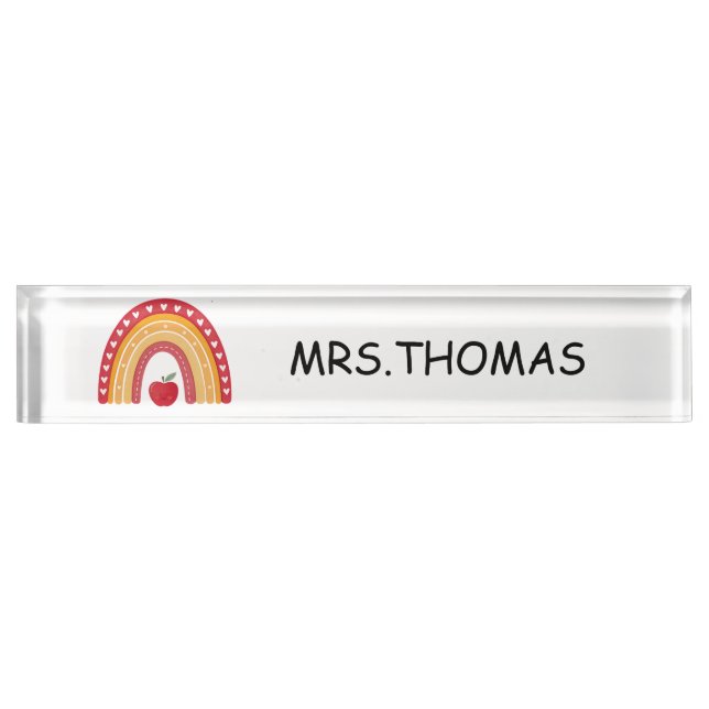 Teacher Desk Nameplate – Rainbow Design (Front)