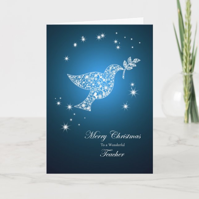 Teacher, Dove of peace Christmas card (Front)