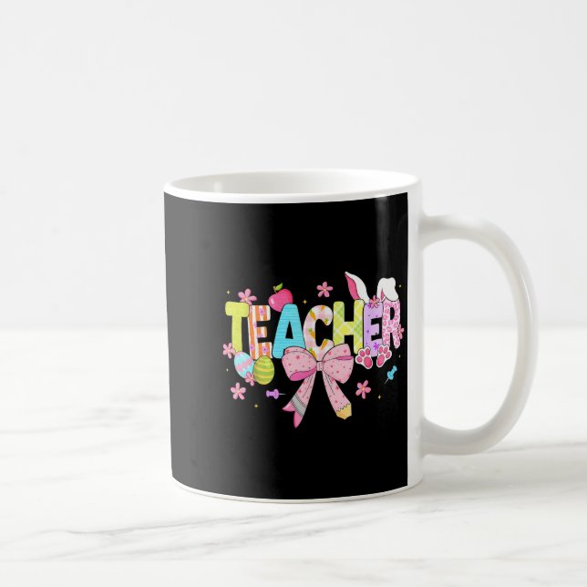 Teacher Easter Egg Coquette Bunny Rabbit Pencil Coffee Mug (Right)