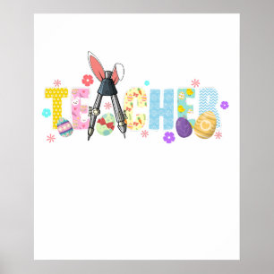 teacher easter, retro, vintage poster