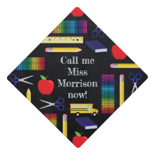 Teacher Education Chalkboard Graduation Cap Topper