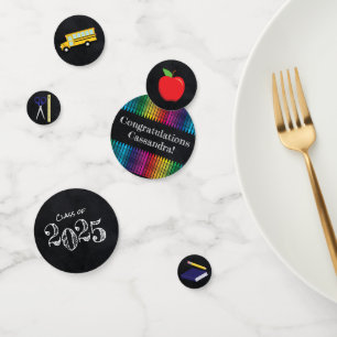 Teacher Education Chalkboard Graduation Confetti