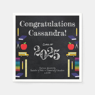 Teacher Education Chalkboard Graduation Napkin
