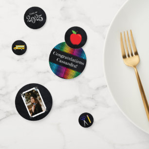 Teacher Education Chalkboard Graduation Portrait Confetti