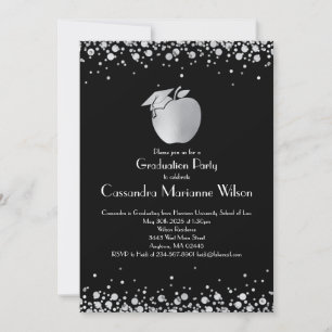 Teacher Education Graduation Black Silver Invitation