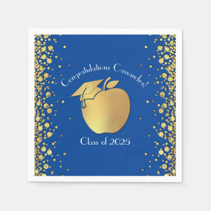 Teacher Education Graduation Blue Gold Napkin