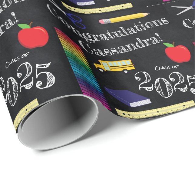Teacher Education Graduation Chalkboard Wrapping Paper (Roll Corner)