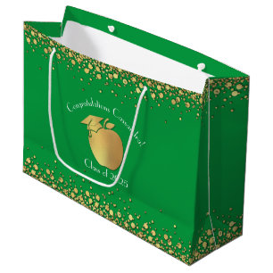 Teacher Education Graduation Green Gold Large Gift Bag