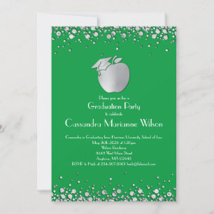 Teacher Education Graduation Green Silver Invitation