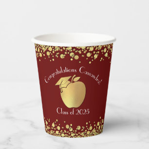 Teacher Education Graduation Maroon Gold Paper Cups