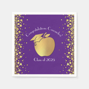 Teacher Education Graduation Purple Gold Napkin
