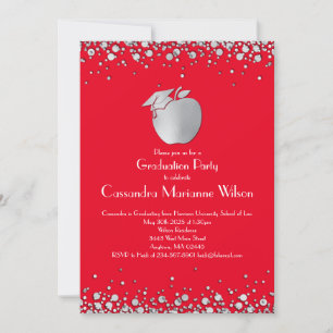 Teacher Education Graduation Red Silver Invitation