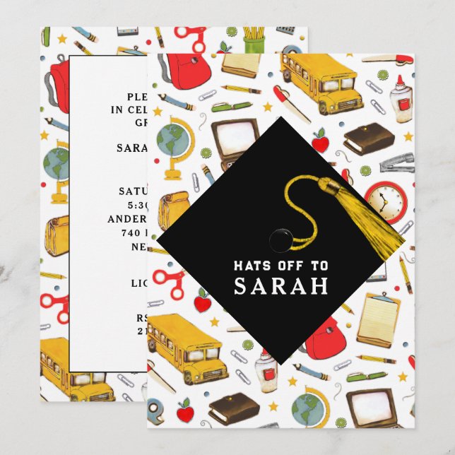 Teacher Education Major Graduation Party Invitation (Front/Back)