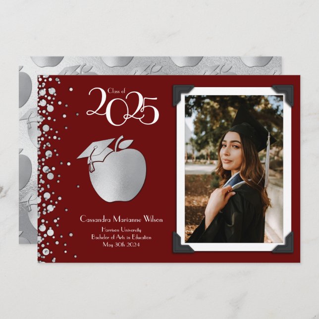 Teacher Education Silver Graduation Announcement (Front/Back)