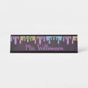Teacher Educator Professional Glitter Sparkle Desk Name Plate