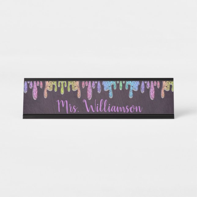 Teacher Educator Professional Glitter Sparkle Desk Name Plate (Front)