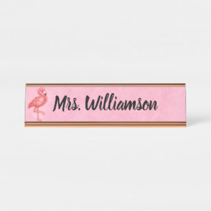 Teacher Educator Professional Pink Flamingo Desk Name Plate