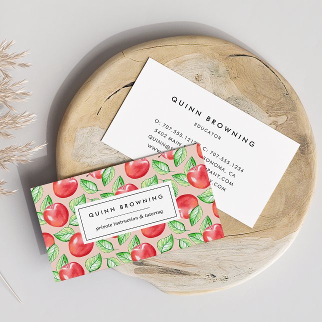 Teacher | Educator | Tutor | Apple Pattern Business Card (Creator Uploaded)