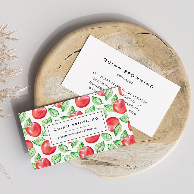 Teacher | Educator | Tutor | Apple Pattern Business Card (Creator Uploaded)