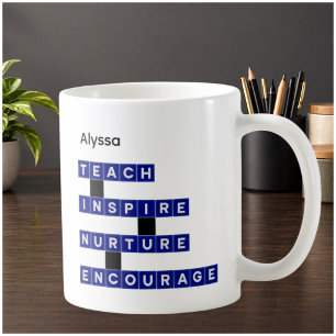 Teacher Educator Values Blue Black Personalized Coffee Mug