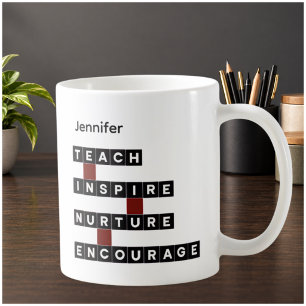 Teacher Educator Values Red Black Personalized Coffee Mug