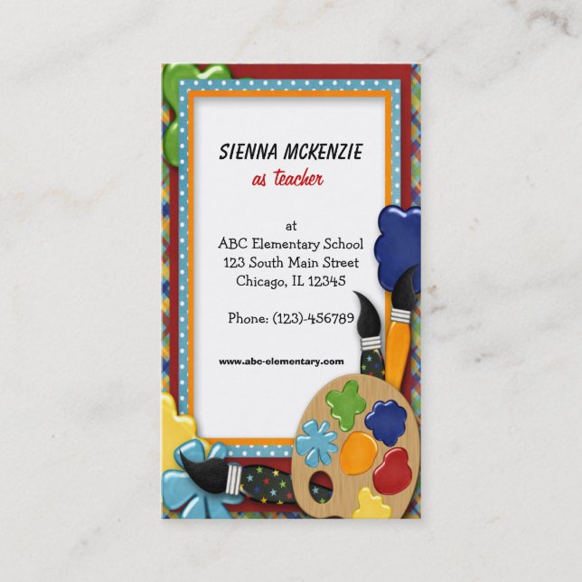 Teacher Elementary School Business Card (Front)