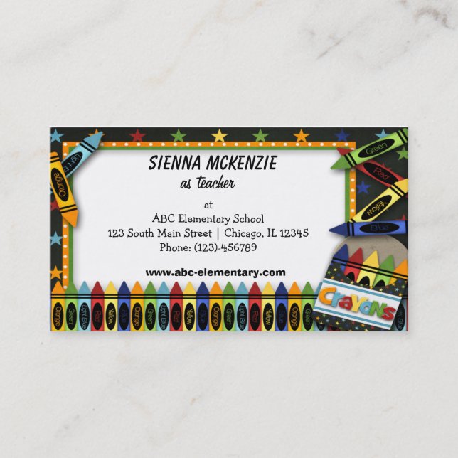 Teacher Elementary School Business Card (Front)