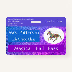 Teacher Elementary School Hall Pass Custom Badge