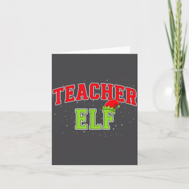 Teacher Elf Christmas Family Matching Group Xmas T Card (Front)