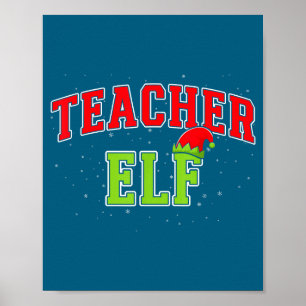 Teacher Elf Christmas Family Matching Group Xmas T Poster
