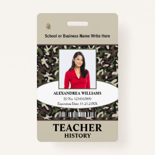 Teacher Employee Photo Logo Name ID Custom Badge
