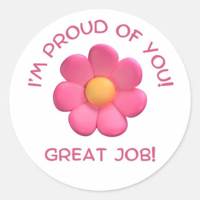  teacher encouragement, pink flower cute classic round sticker (Front)