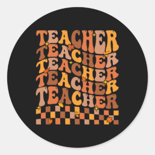 Teacher Fall Autumn Vibes Back To School Maple Lea Classic Round Sticker