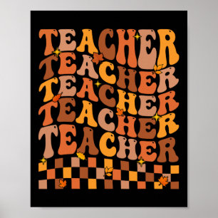 Teacher Fall Autumn Vibes Back To School Maple Lea Poster