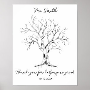 Teacher fingerprint hand drawn tree "help us grow! poster