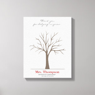 Teacher Fingerprint Tree Canvas Print