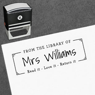 Teacher from the library of bookplate self-inking stamp