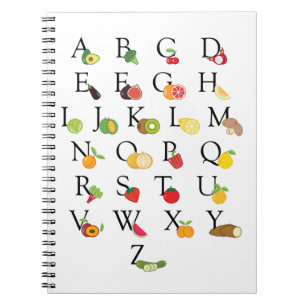 Teacher Fruit and Vegetable ABC Alphabet A-Z Notebook
