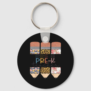 Teacher Fun Leopard Pencil Happy First Day Of Scho Keychain