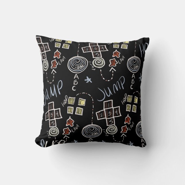 Teacher Fun Recess Playground Chalkboard Throw Pillow (Front)