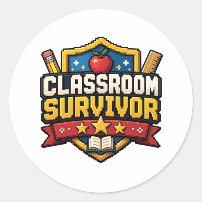 Teacher Gaming Badge Classic Round Sticker (Front)