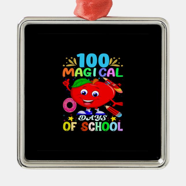 Teacher Gift | 100 Magical Days Of School Metal Ornament (Front)