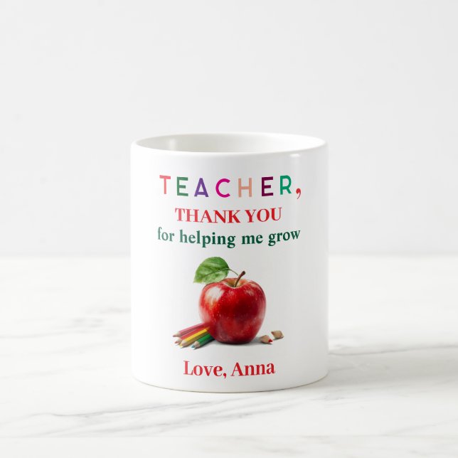 Teacher Gift – Apple Mug with Thank You Message (Center)