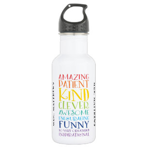 TEACHER GIFT colorful rainbow uplifting word stack 532 Ml Water Bottle
