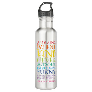 TEACHER GIFT colourful rainbow uplifting word stac 710 Ml Water Bottle