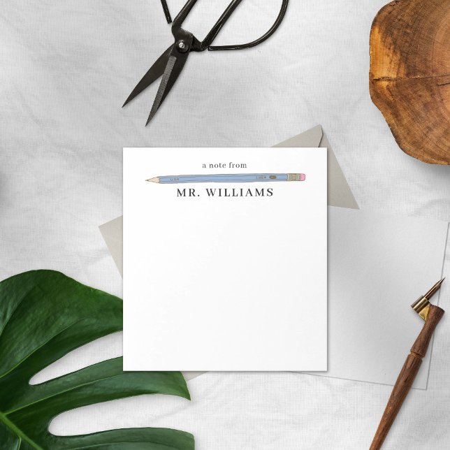 Teacher Gift Custom Illustrated Blue Pencil Notepa Notepad (Creator Uploaded)