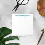 Teacher Gift Custom Illustrated Blue Pencil Notepad<br><div class="desc">My Teacher Gift Custom Illustrated Blue Pencil Notepad makes a great gift for Your favourite teacher. Personalize with a name for a unique gift. Teachers note pads make great holiday or end of the year gifts. Design features my own illustration of a pencil. Other Colour options available.</div>