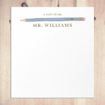 Teacher Gift Custom Illustrated Blue Pencil Notepad<br><div class="desc">My Teacher Gift Custom Illustrated Blue Pencil Notepad makes a great gift for Your favourite teacher. Personalize with a name for a unique gift. Teachers note pads make great holiday or end of the year gifts. Design features my own illustration of a pencil. Other Colour options available.</div>