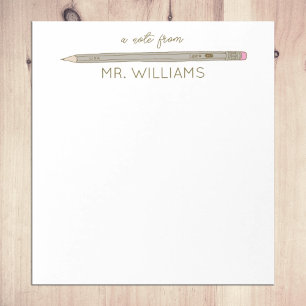 Teacher Gift Custom Illustrated Grey Pencil Notepad
