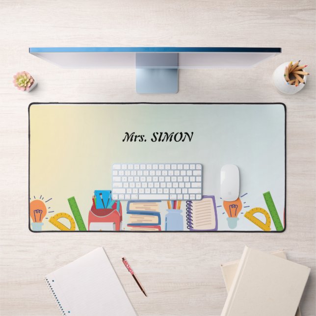 Teacher Gift Custom Watercolor  Desk Mat (Office 1)